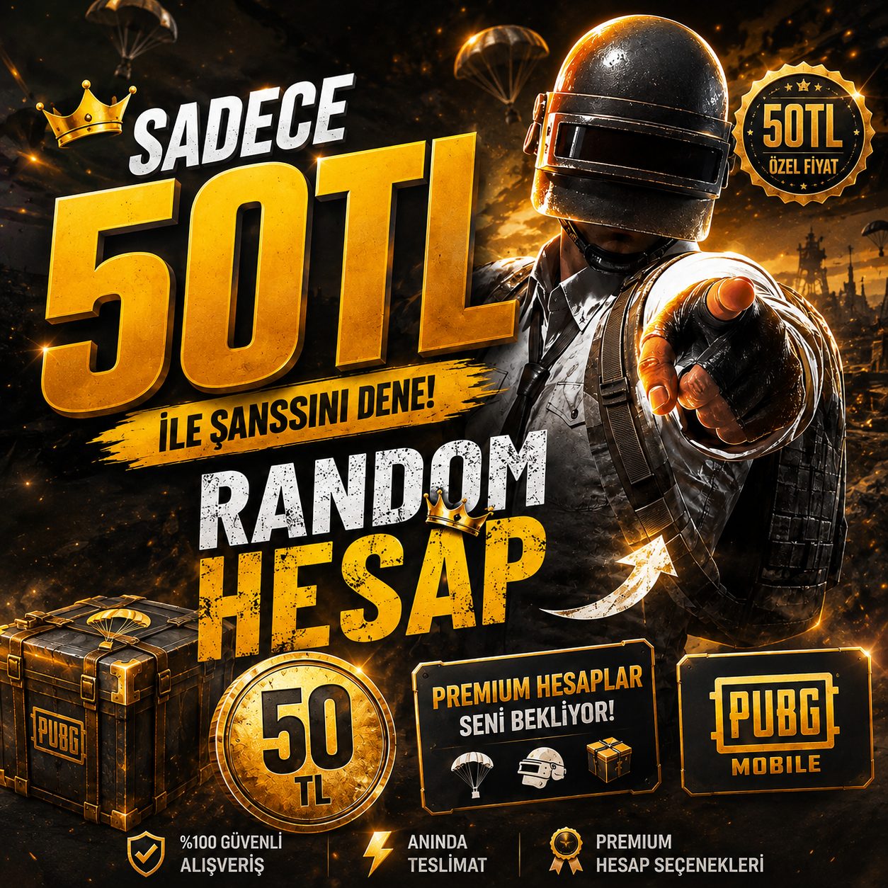 50TL PUBG MOBİLE RANDOM HESAP